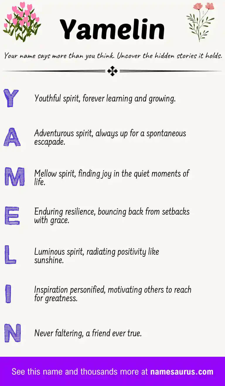 Acrostic poem about Yamelin.