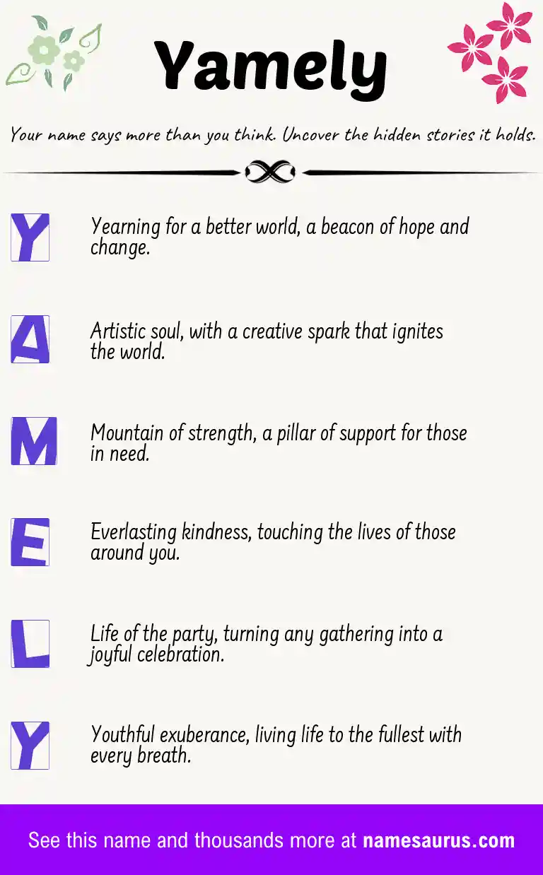 Acrostic poem about Yamely.