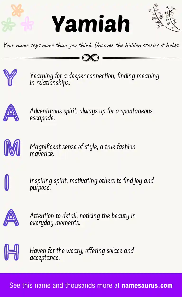 Acrostic poem about Yamiah.