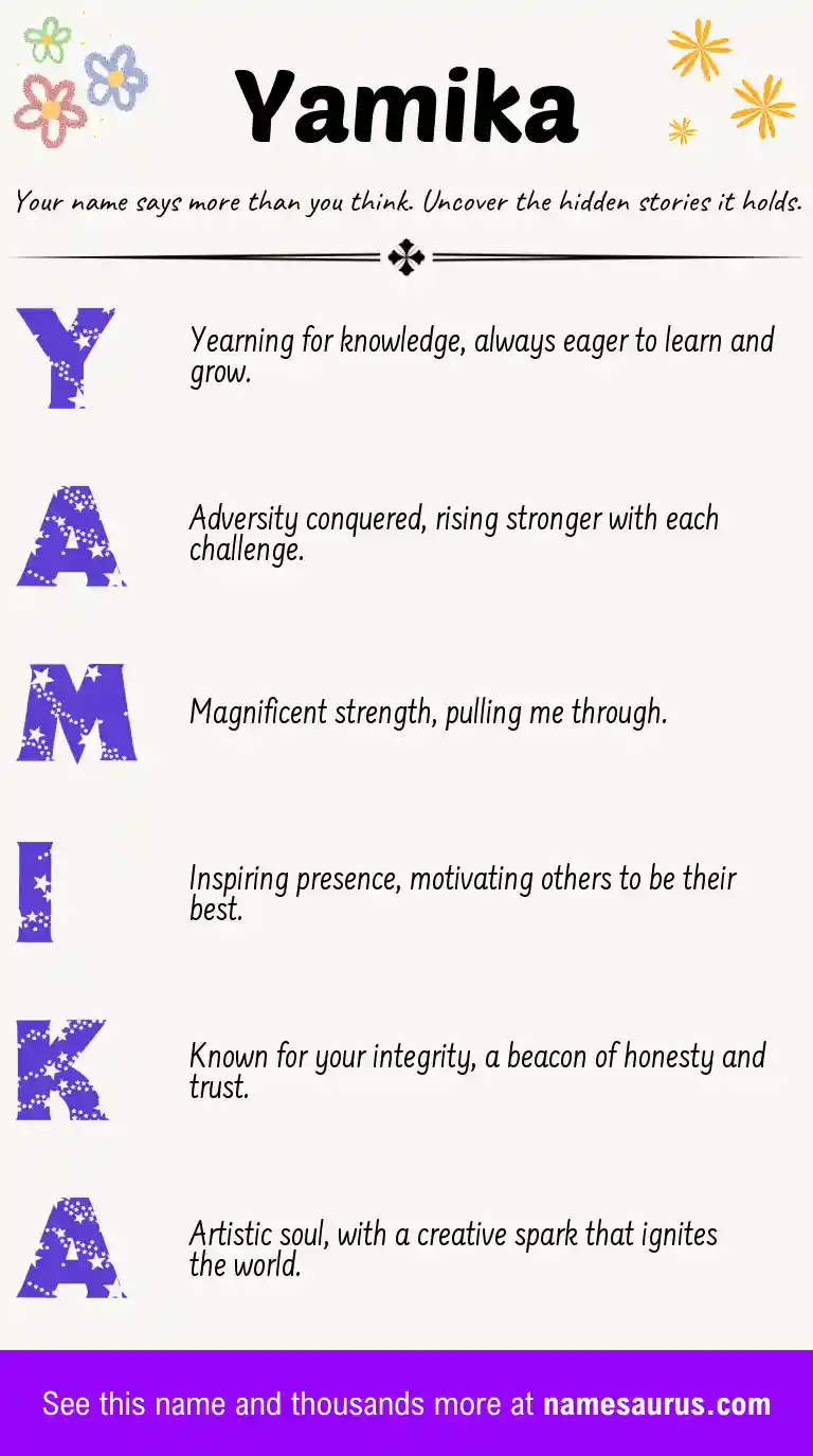 Acrostic poem about Yamika.