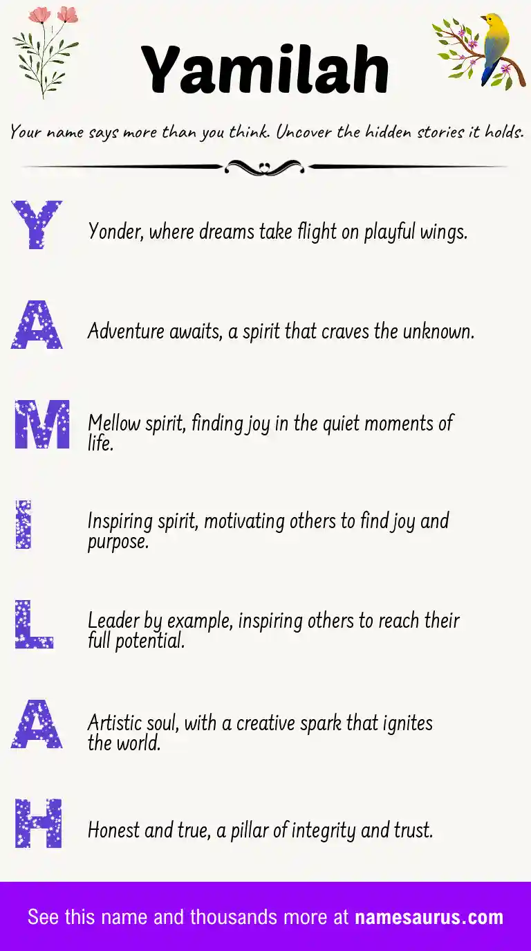 Acrostic poem about Yamilah.