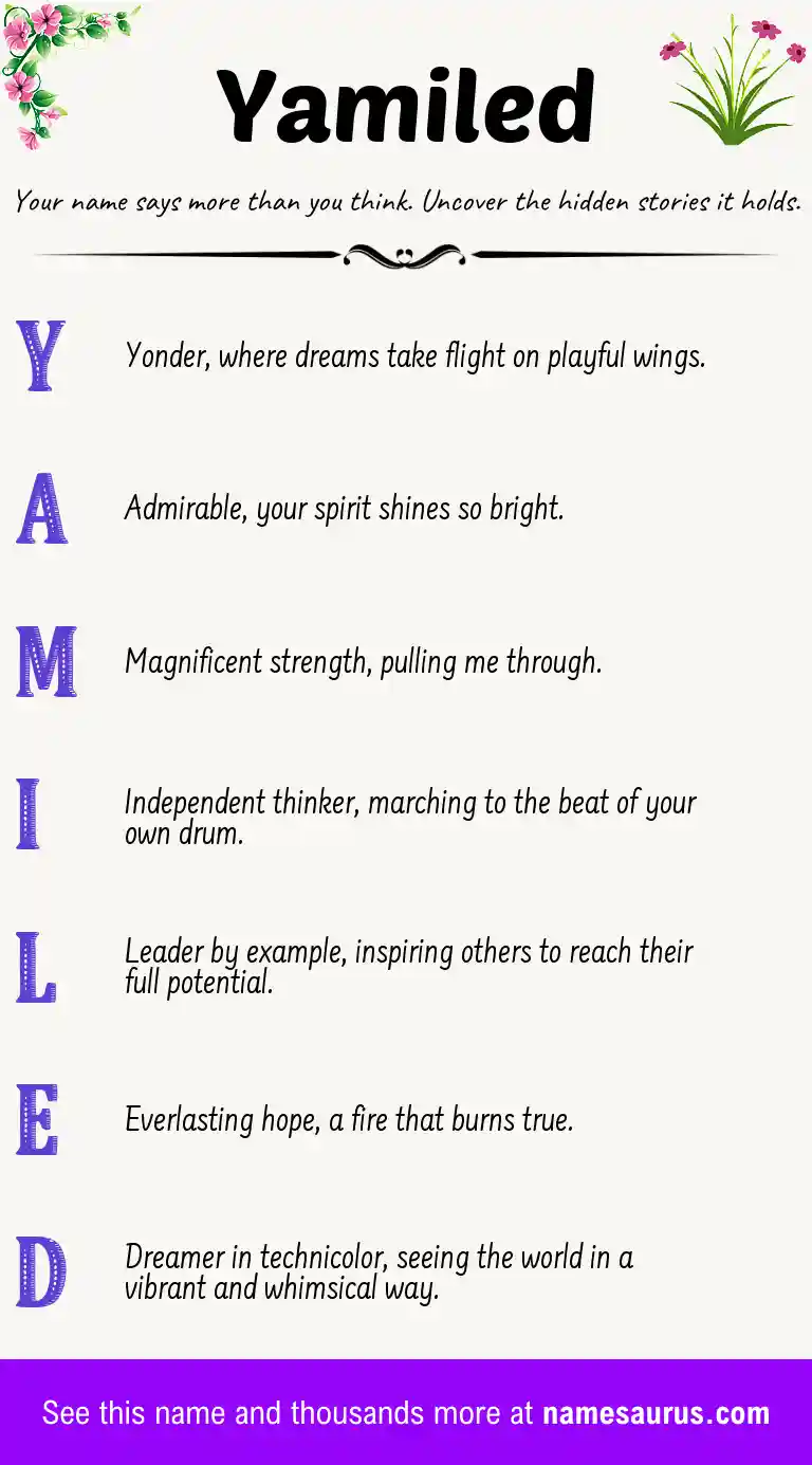 Acrostic poem about Yamiled.