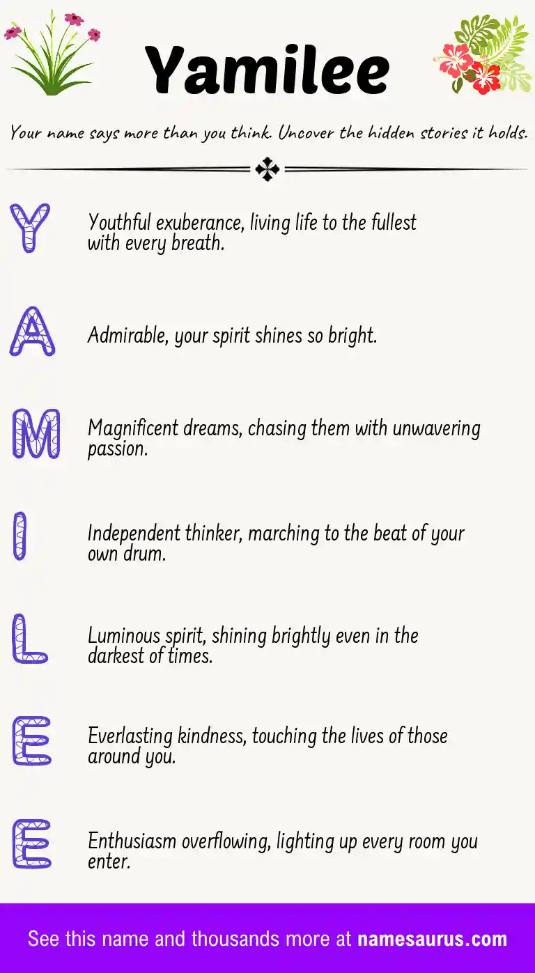Acrostic poem about Yamilee.