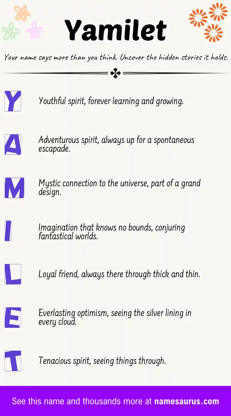 Acrostic poem about Yamilet.