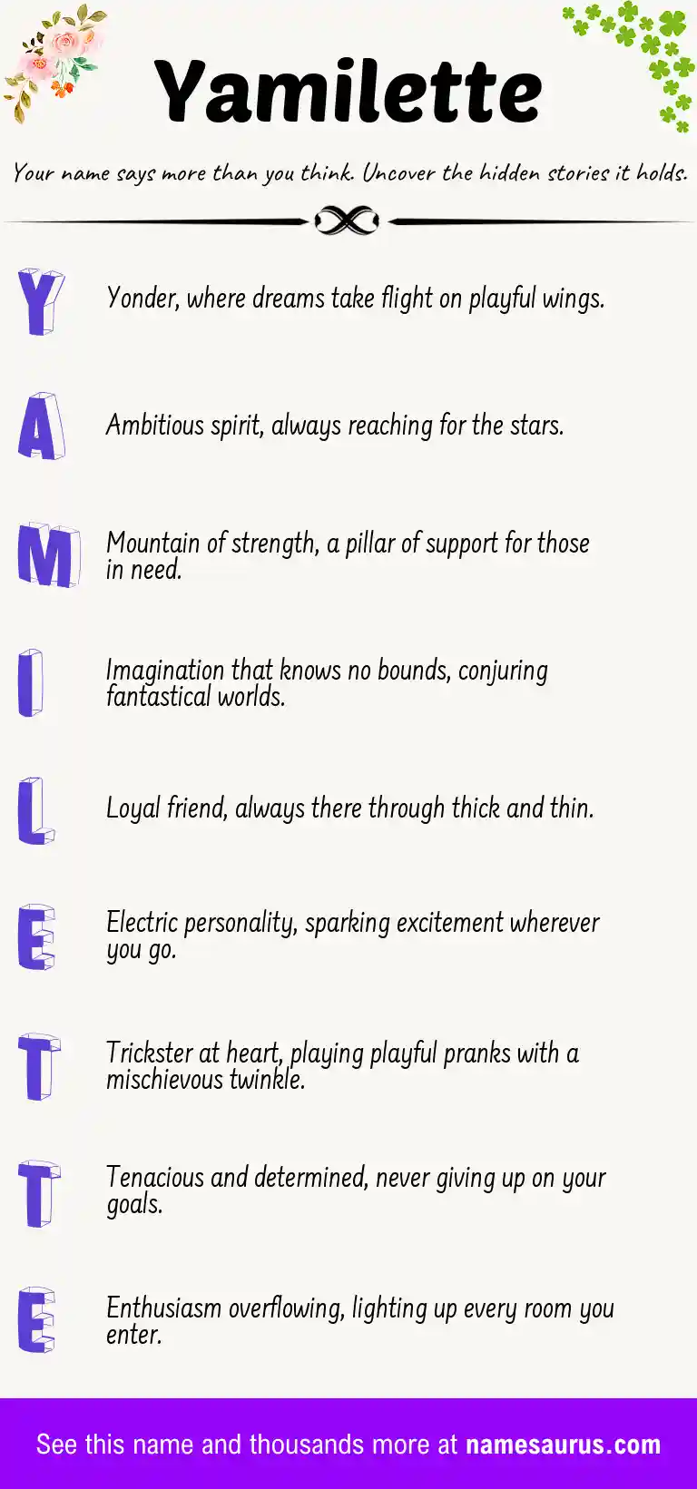 Acrostic poem about Yamilette.