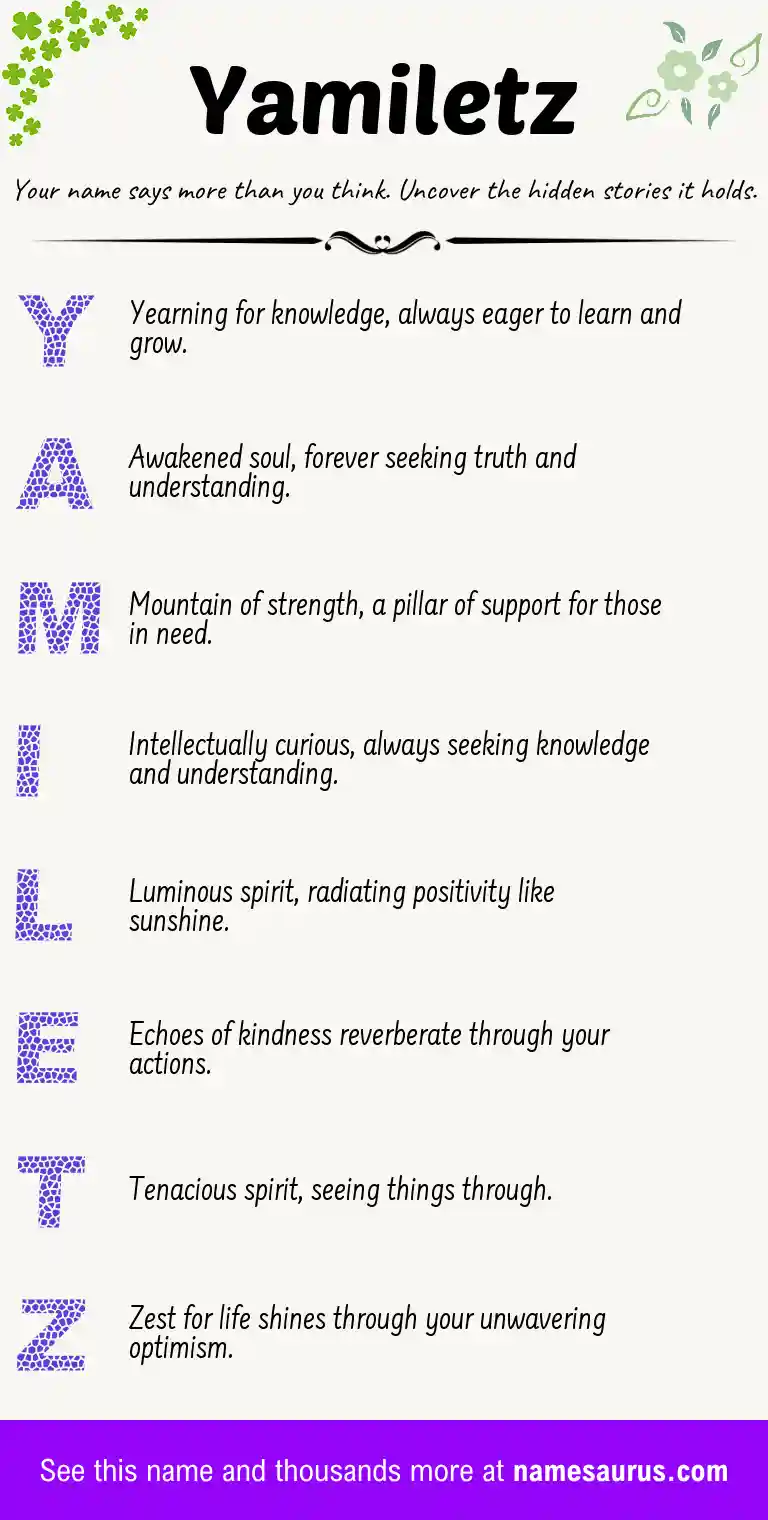 Acrostic poem about Yamiletz.