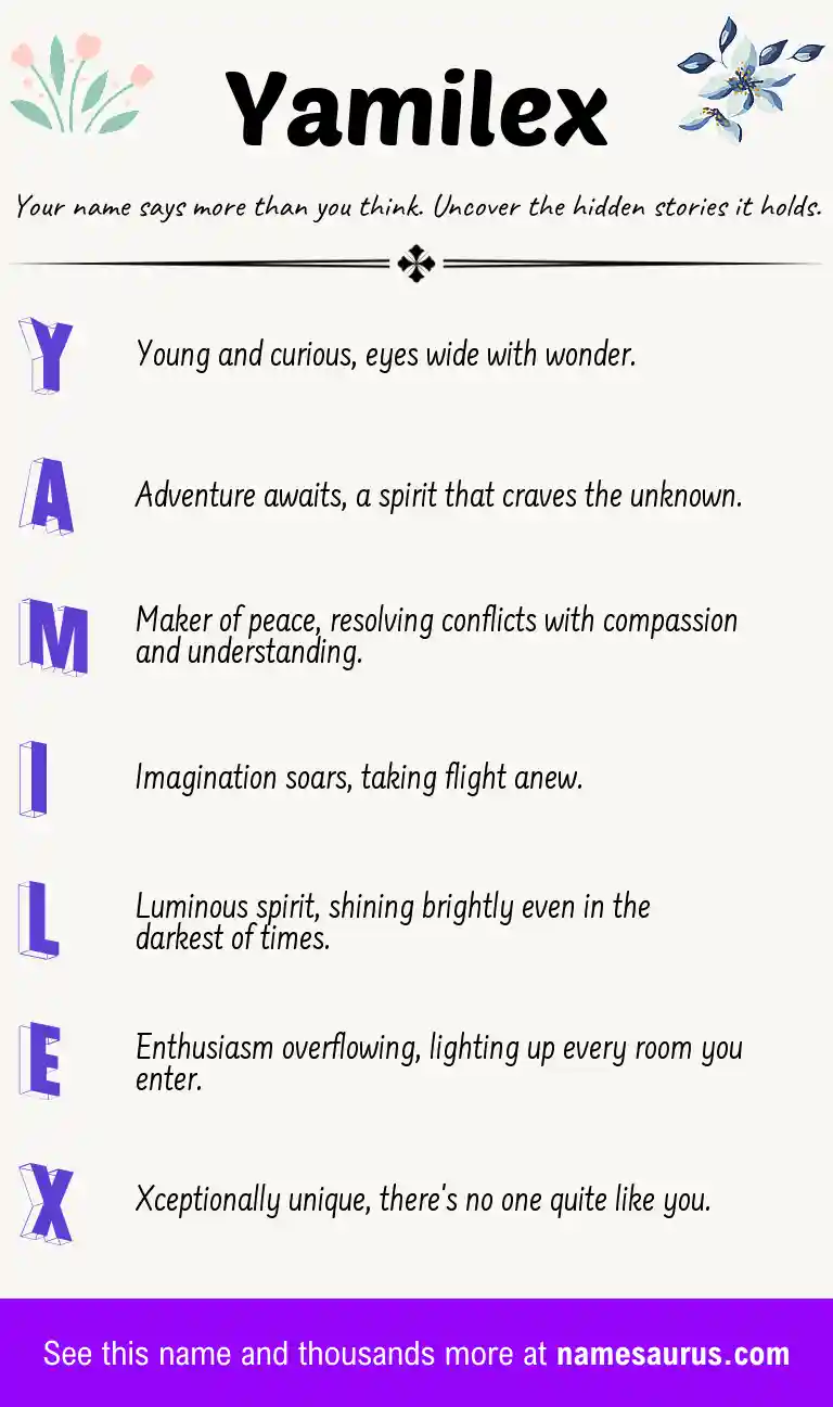 Acrostic poem about Yamilex.