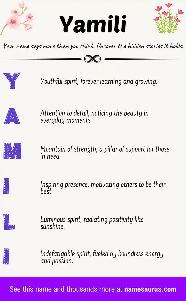 Acrostic poem about Yamili.