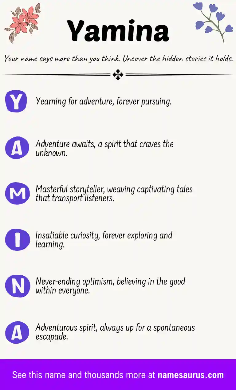 Acrostic poem about Yamina.