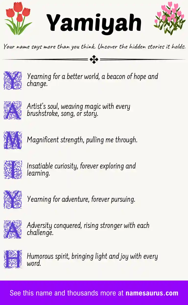 Acrostic poem about Yamiyah.