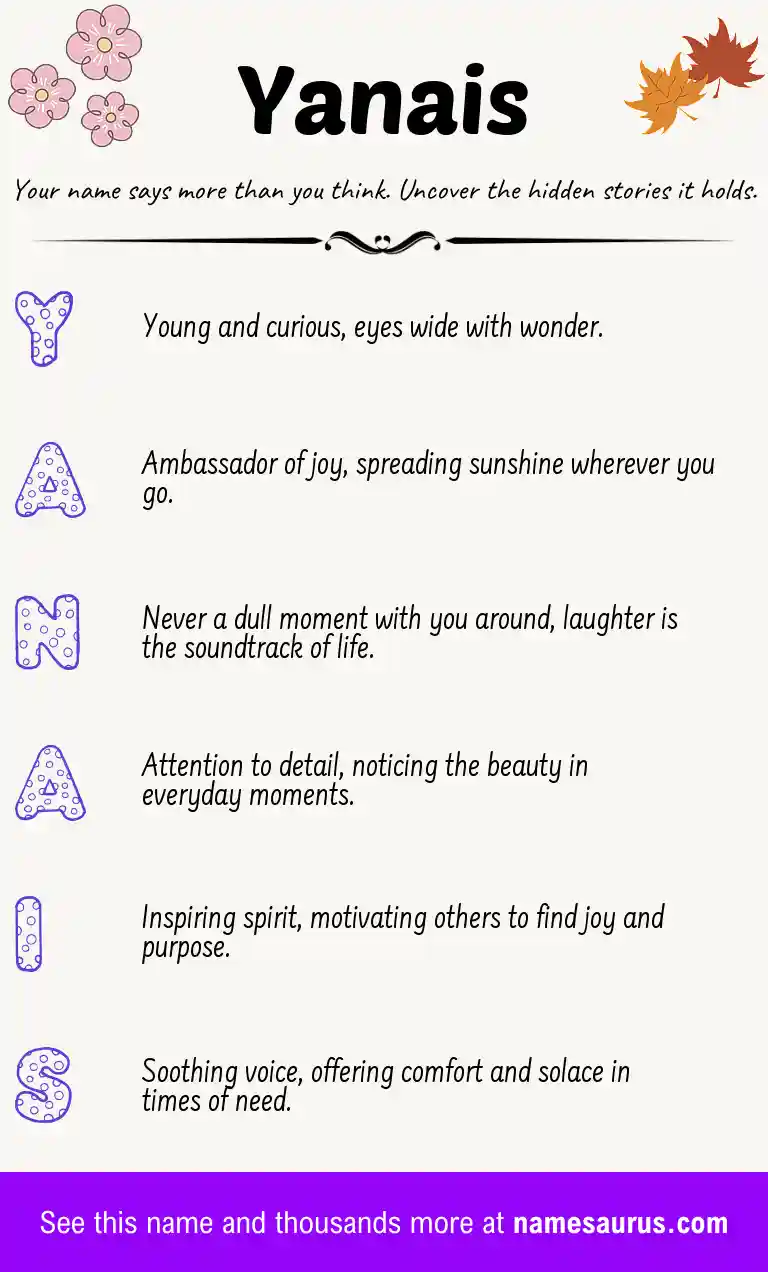 Acrostic poem about Yanais.