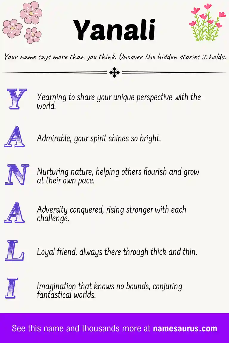 Acrostic poem about Yanali.