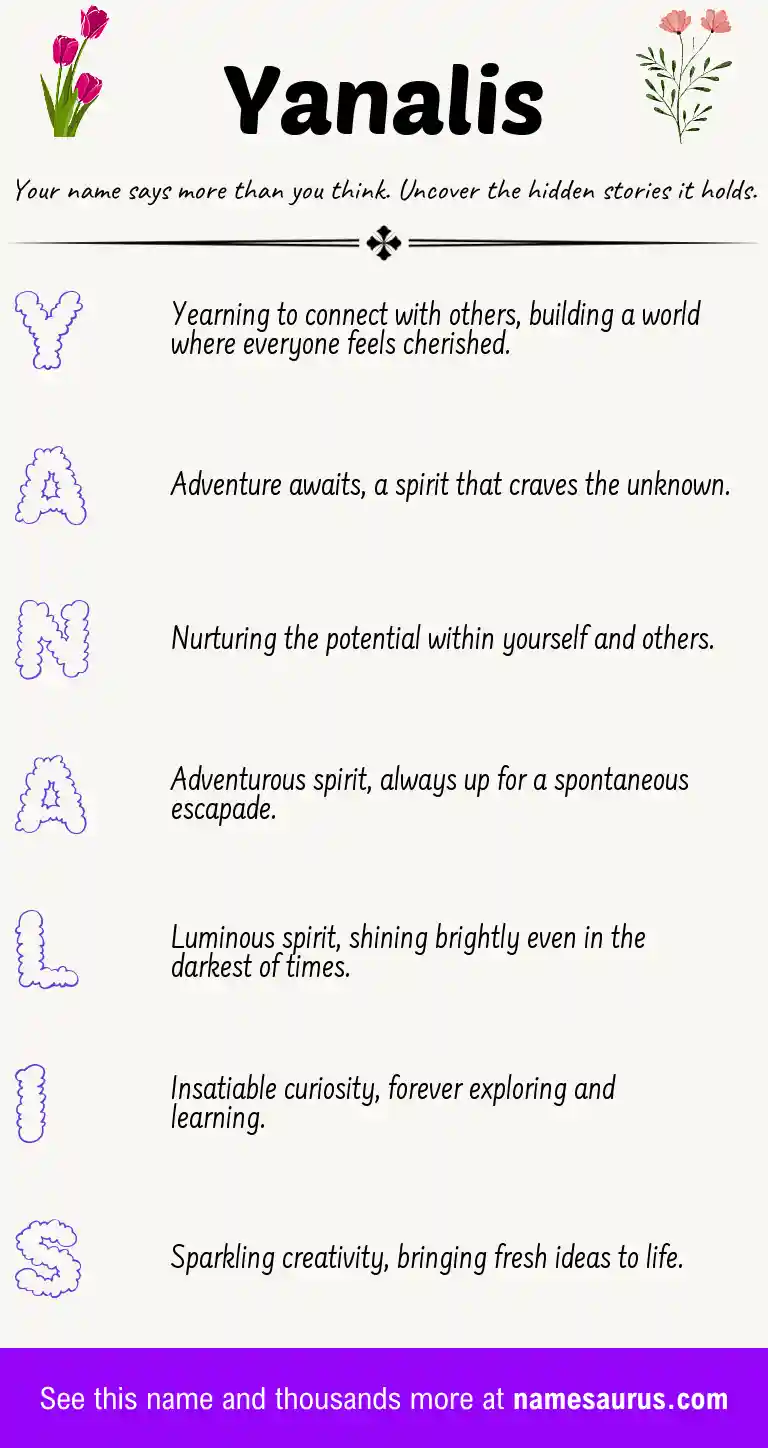 Acrostic poem about Yanalis.