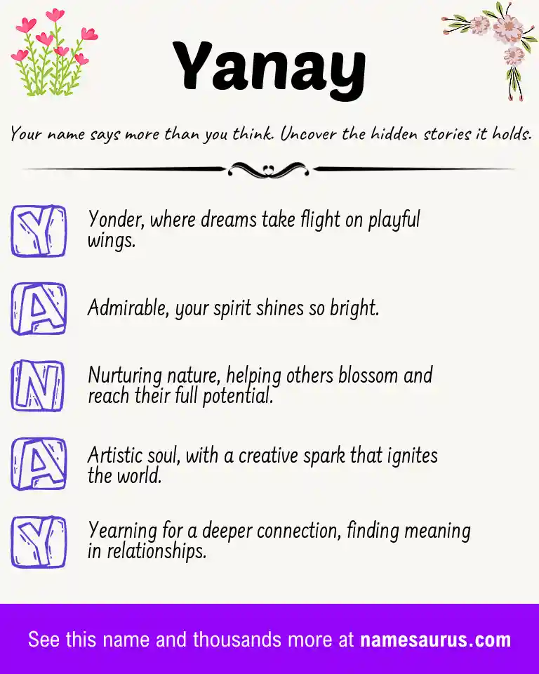 Acrostic poem about Yanay.