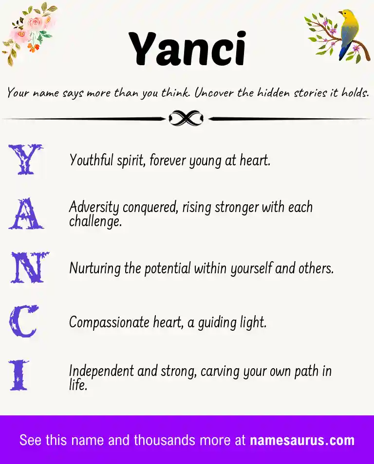 Acrostic poem about Yanci.