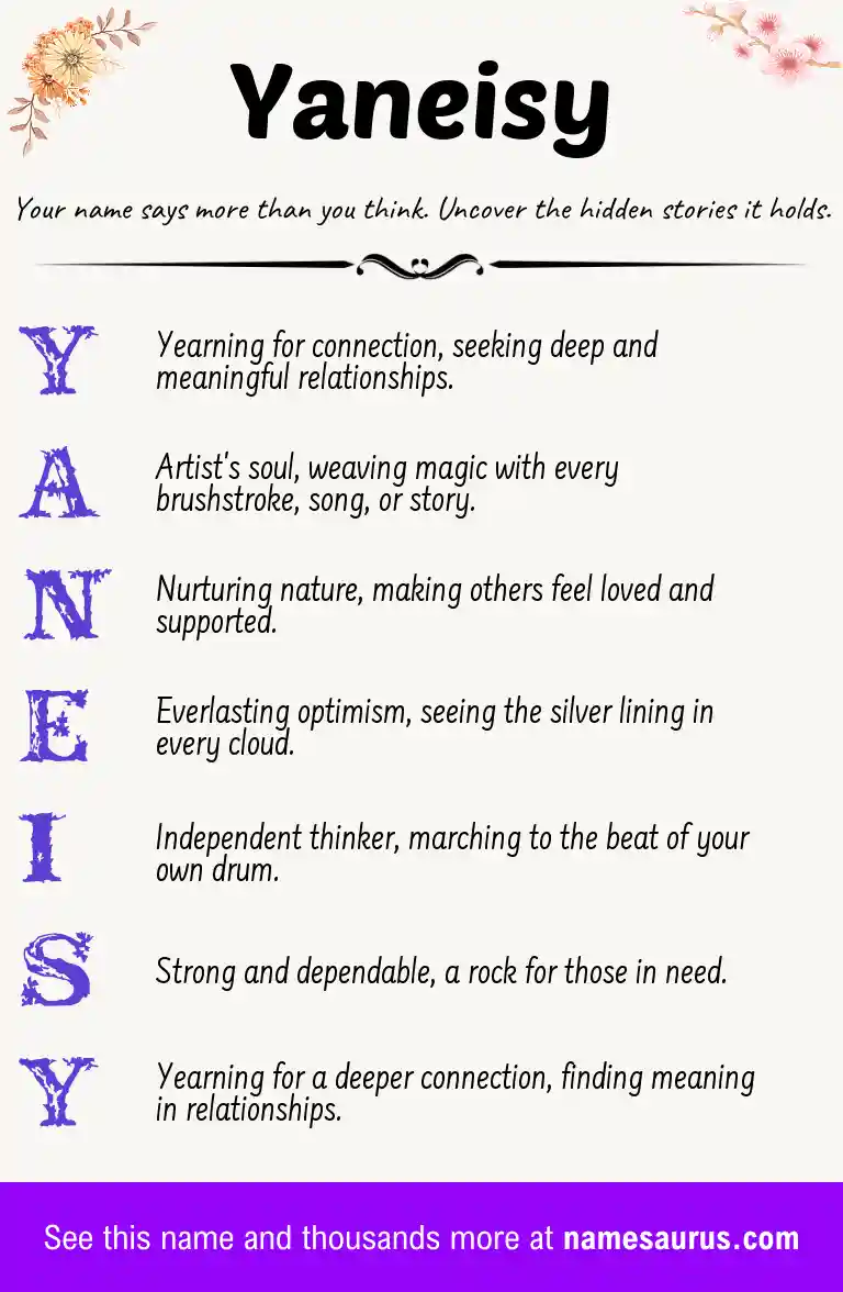 Acrostic poem about Yaneisy.