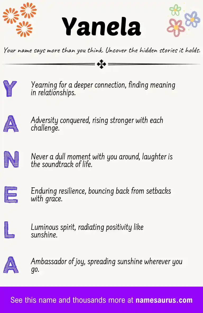 Acrostic poem about Yanela.