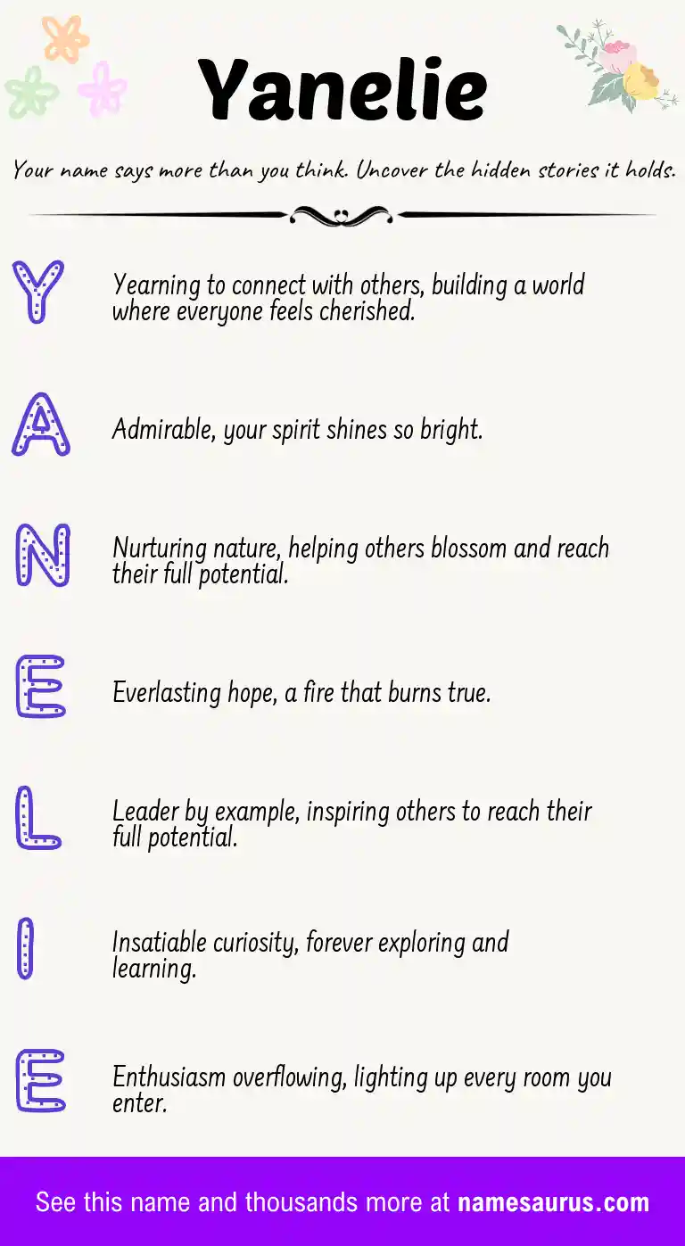 Acrostic poem about Yanelie.