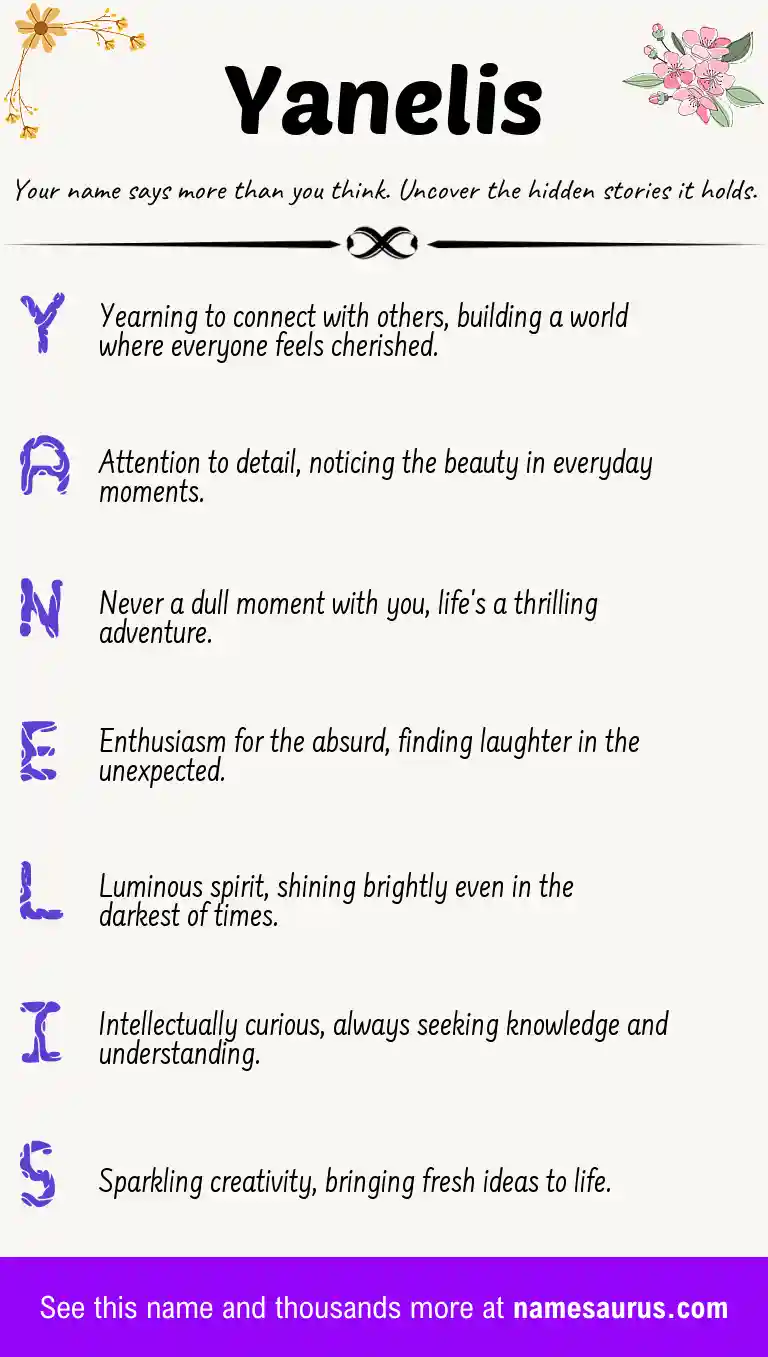 Acrostic poem about Yanelis.