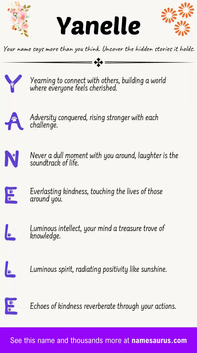 Acrostic poem about Yanelle.