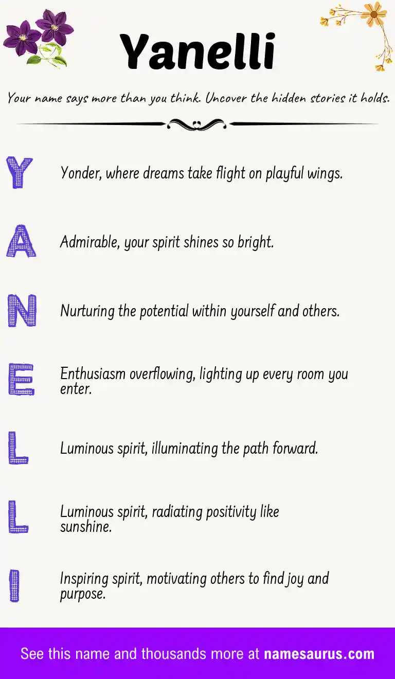 Acrostic poem about Yanelli.