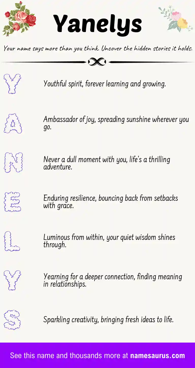 Acrostic poem about Yanelys.
