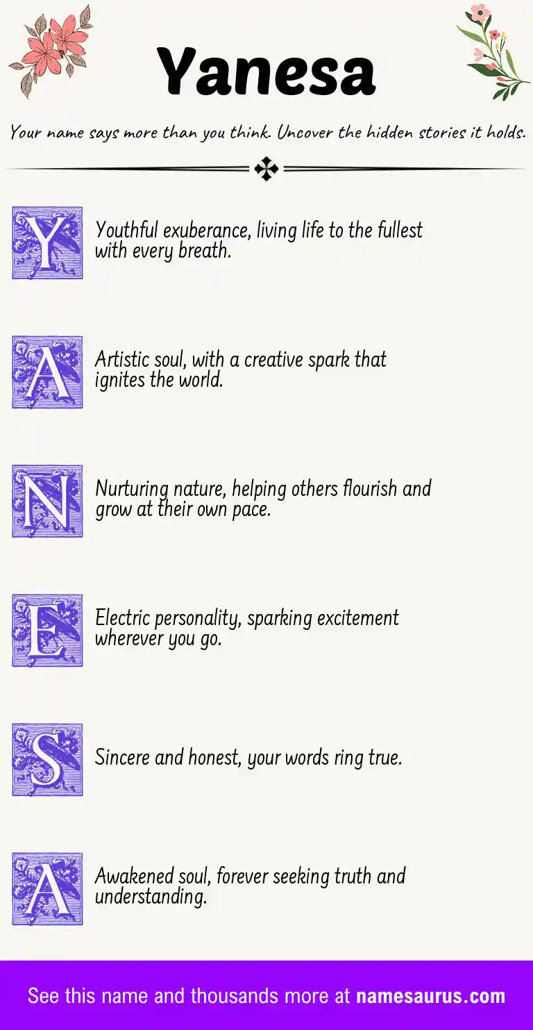 Acrostic poem about Yanesa.