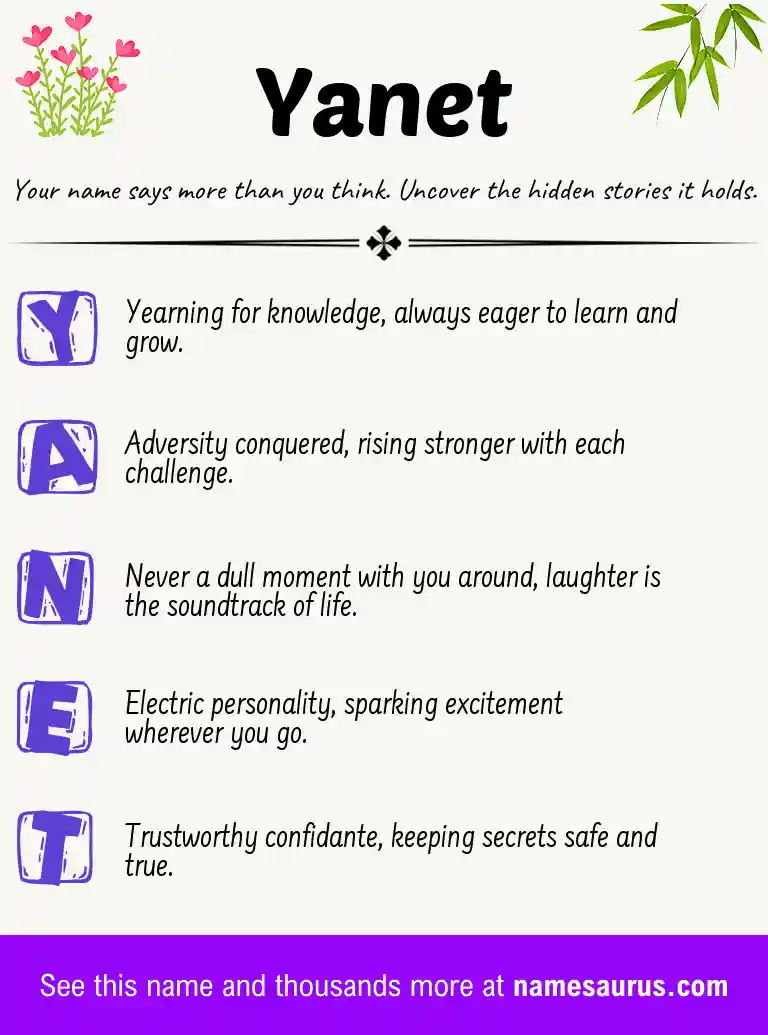Acrostic poem about Yanet.