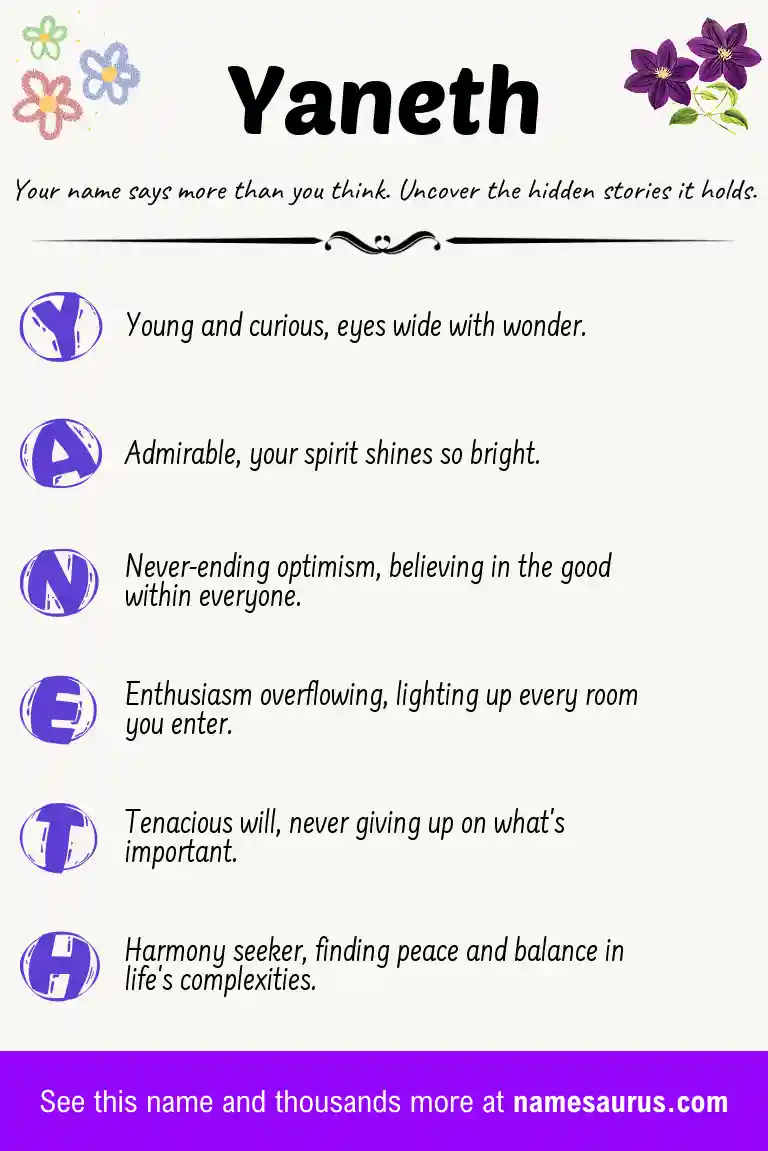 Acrostic poem about Yaneth.
