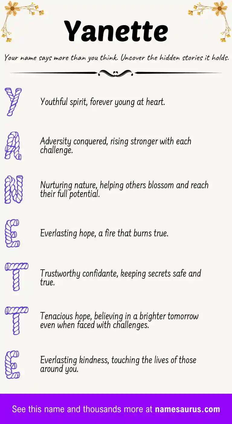 Acrostic poem about Yanette.