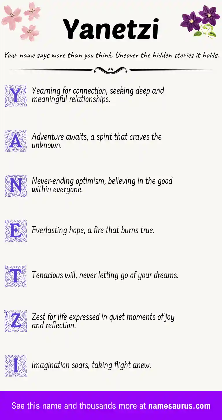 Acrostic poem about Yanetzi.
