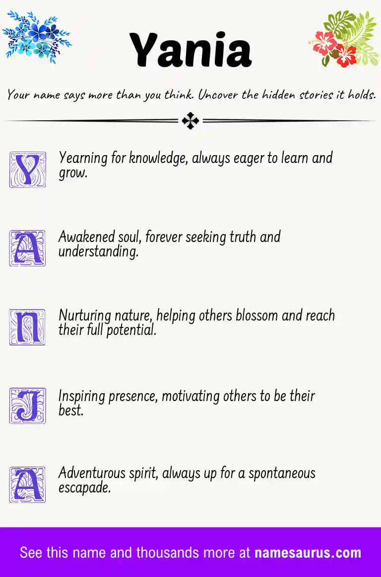 Acrostic poem about Yania.