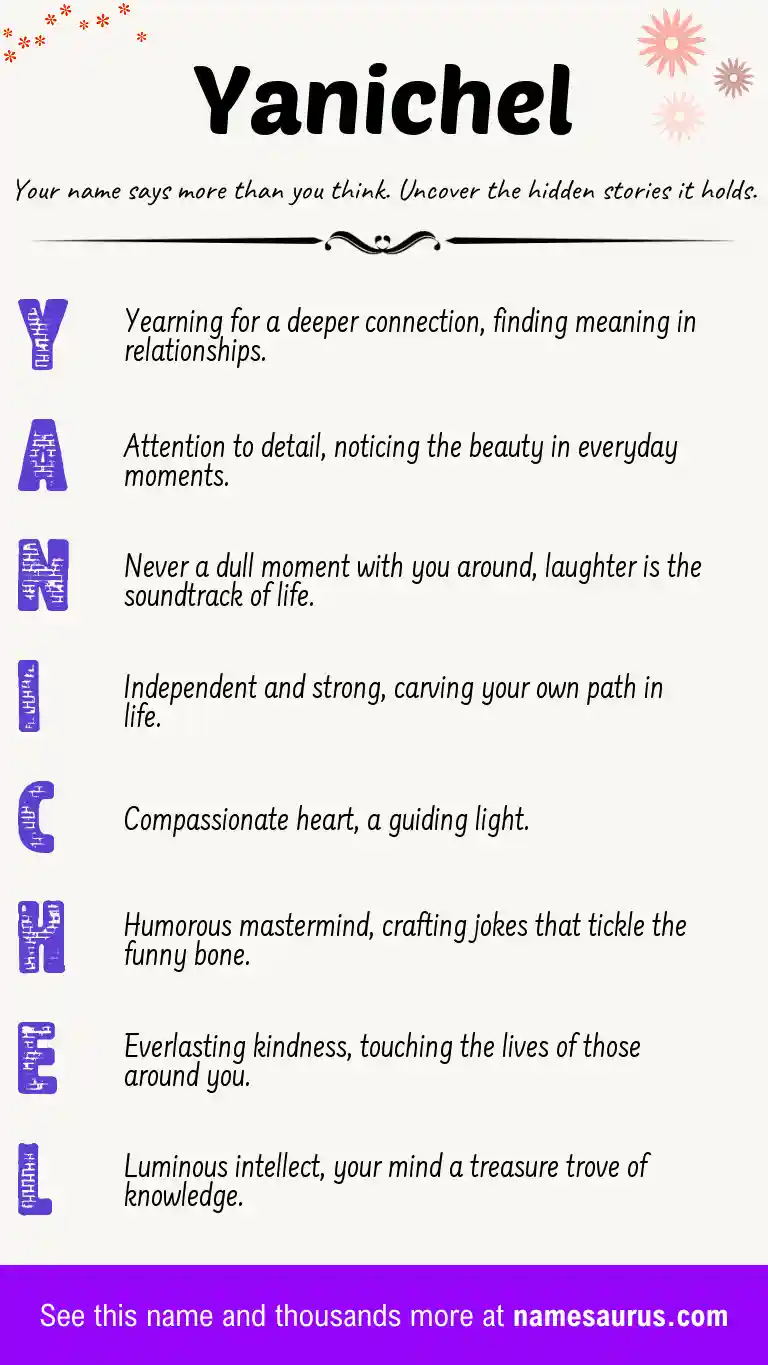 Acrostic poem about Yanichel.