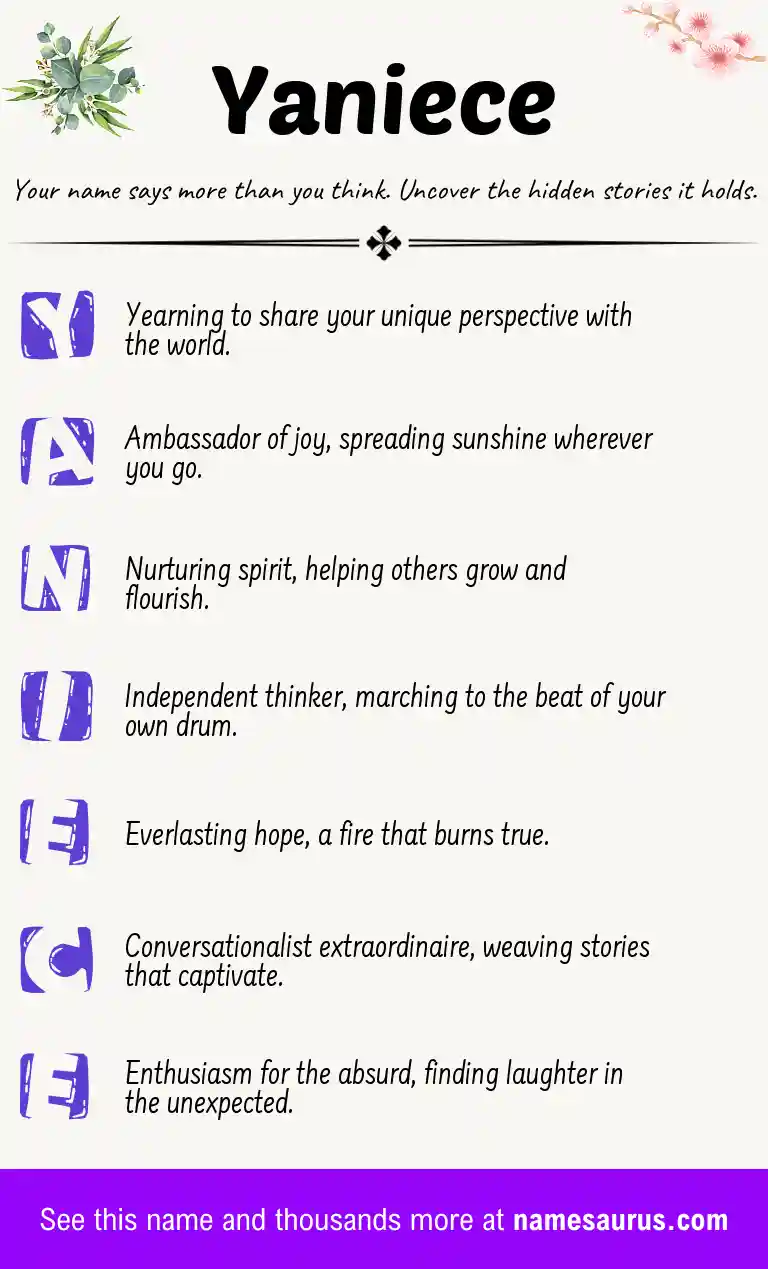 Acrostic poem about Yaniece.