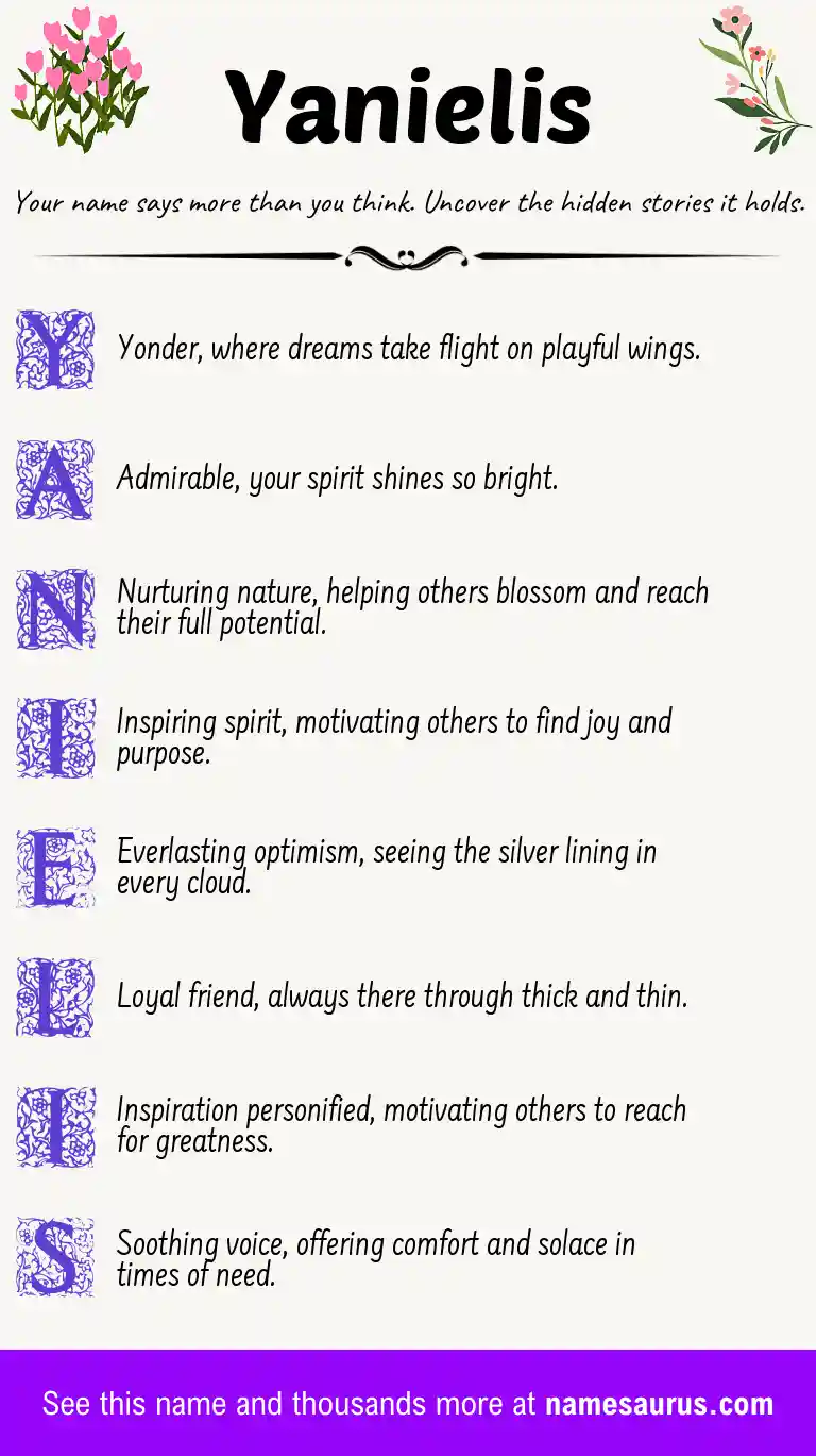 Acrostic poem about Yanielis.