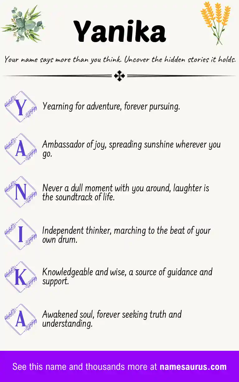 Acrostic poem about Yanika.