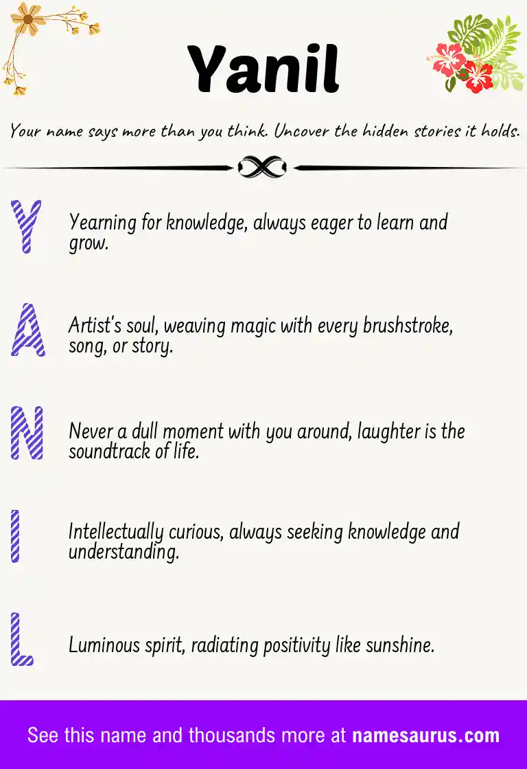 Acrostic poem about Yanil.