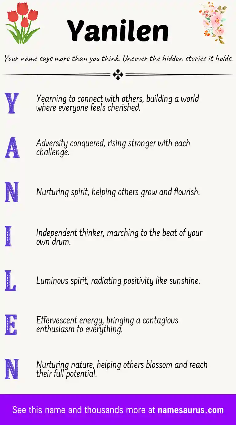 Acrostic poem about Yanilen.