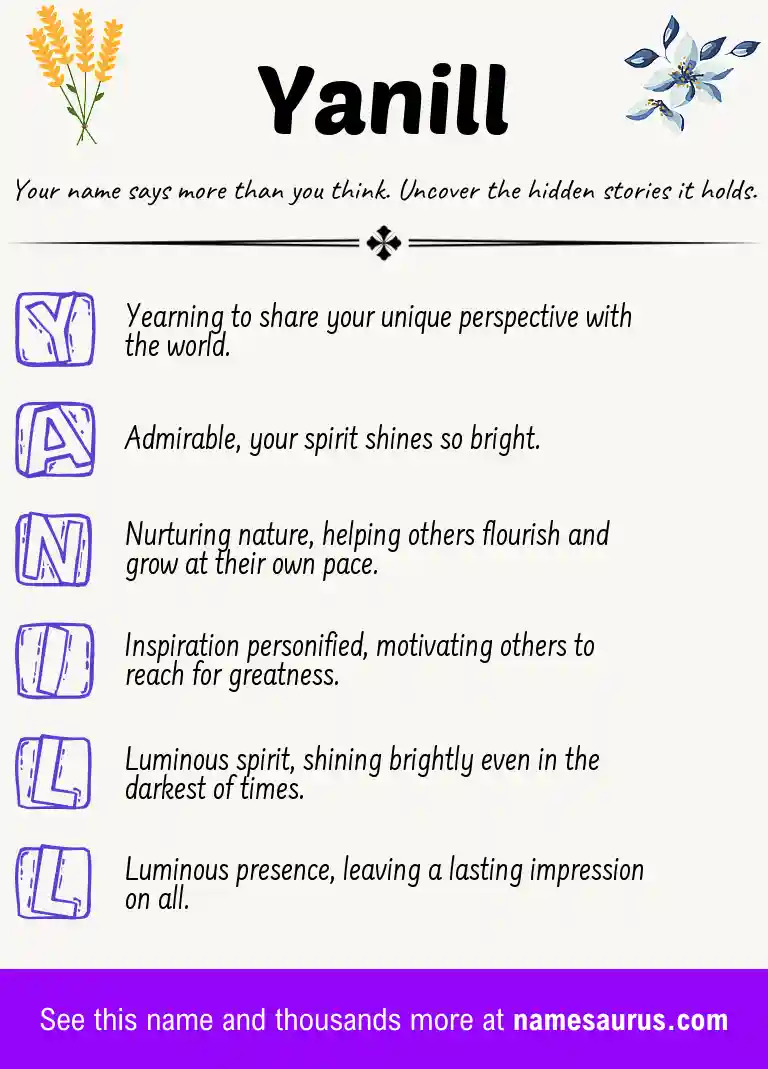 Acrostic poem about Yanill.