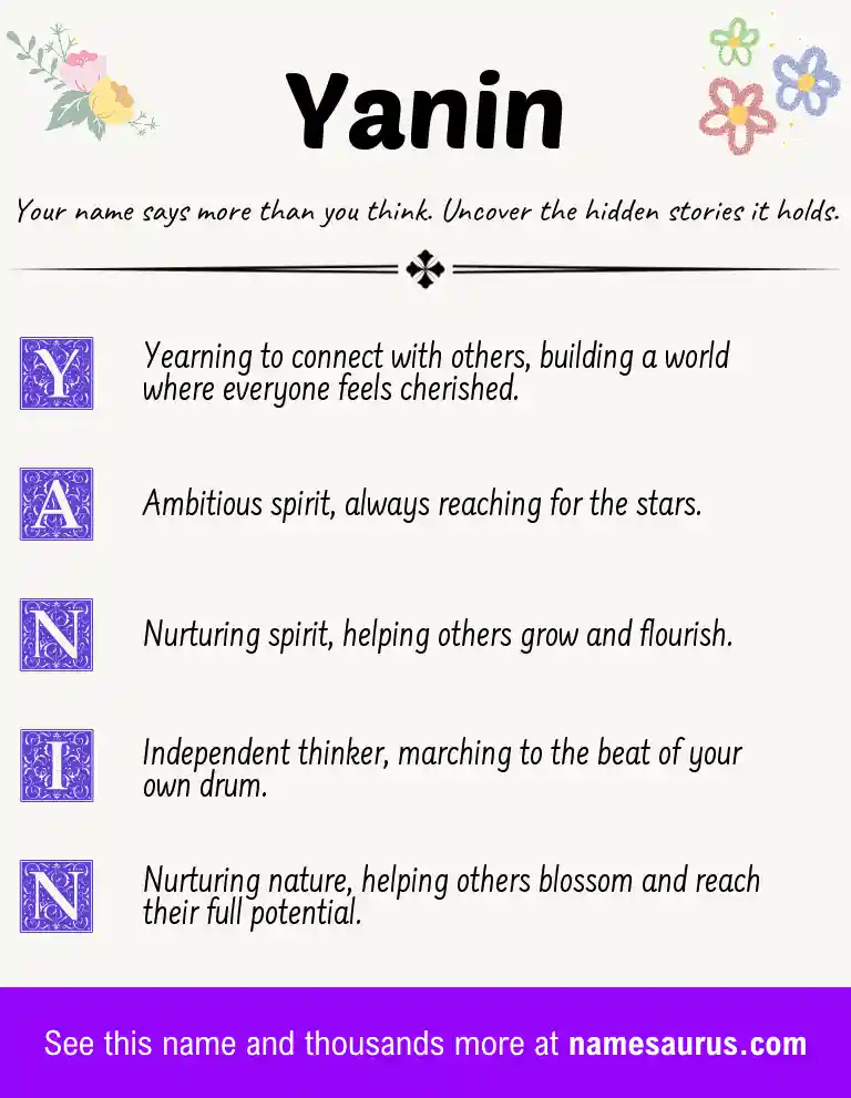 Acrostic poem about Yanin.