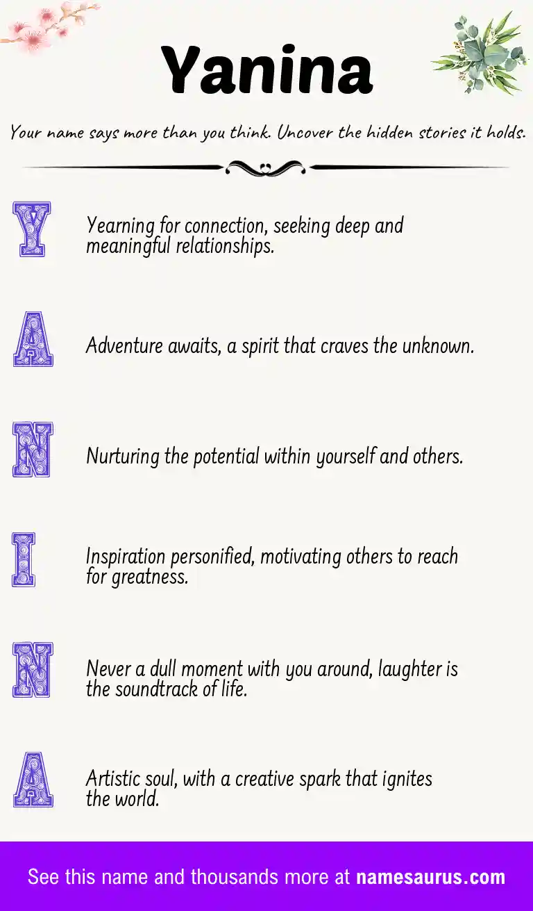 Acrostic poem about Yanina.