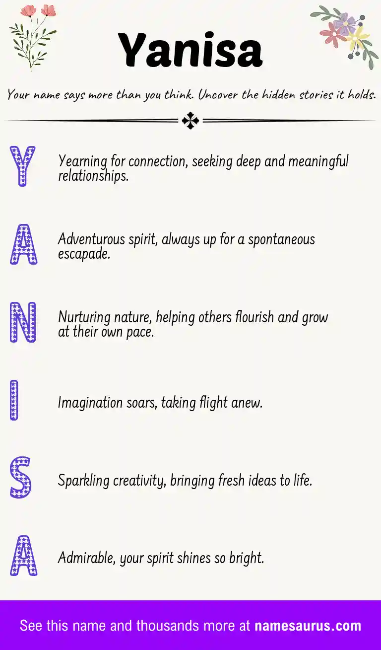Acrostic poem about Yanisa.