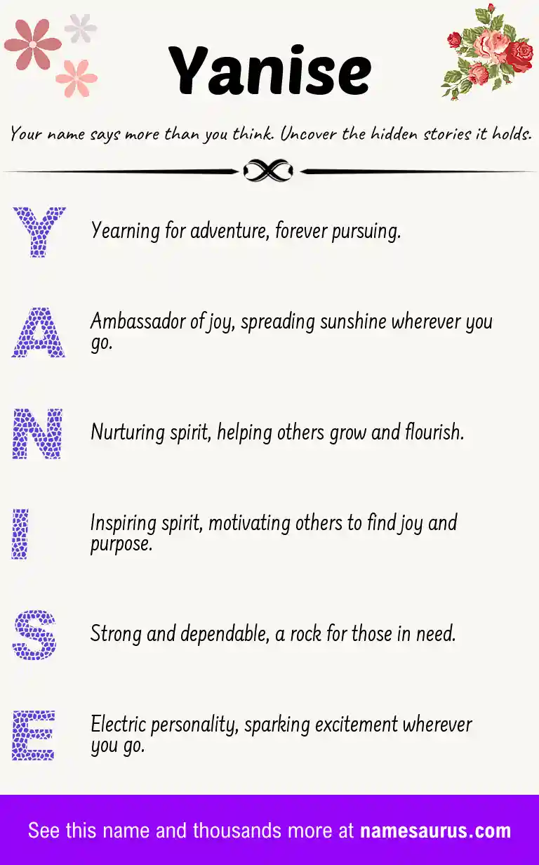 Acrostic poem about Yanise.
