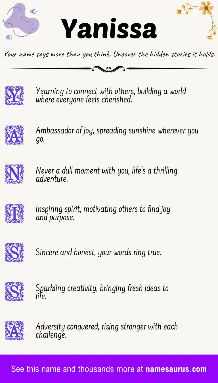 Acrostic poem about Yanissa.