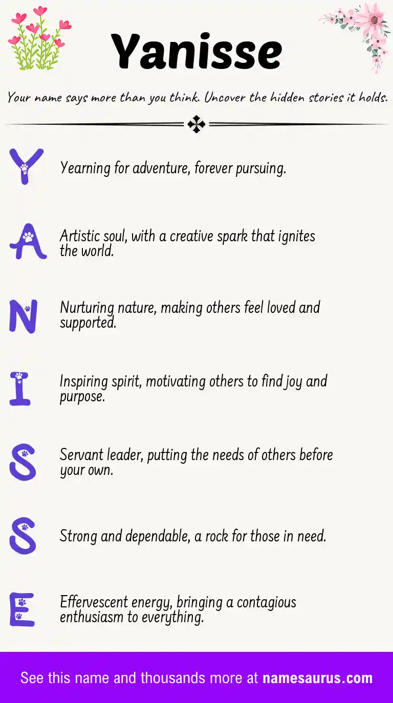 Acrostic poem about Yanisse.