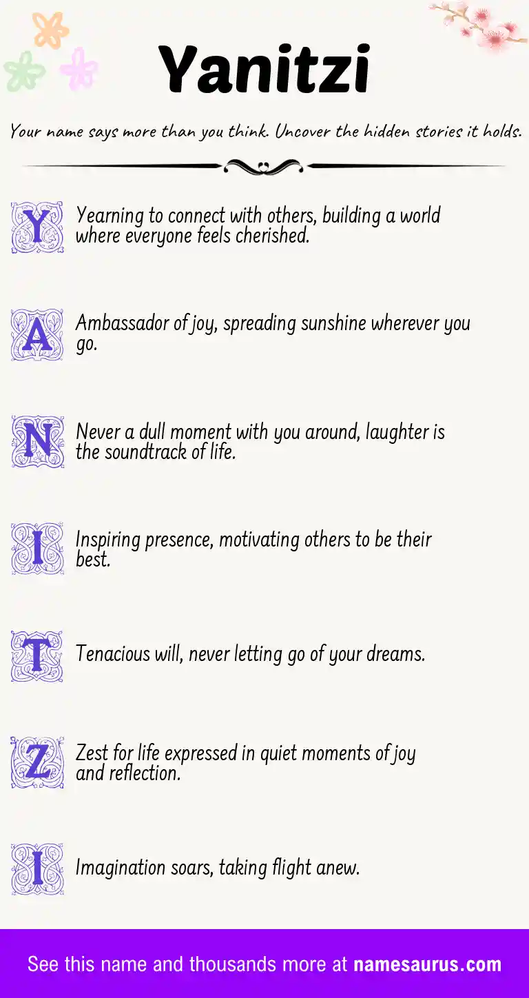 Acrostic poem about Yanitzi.
