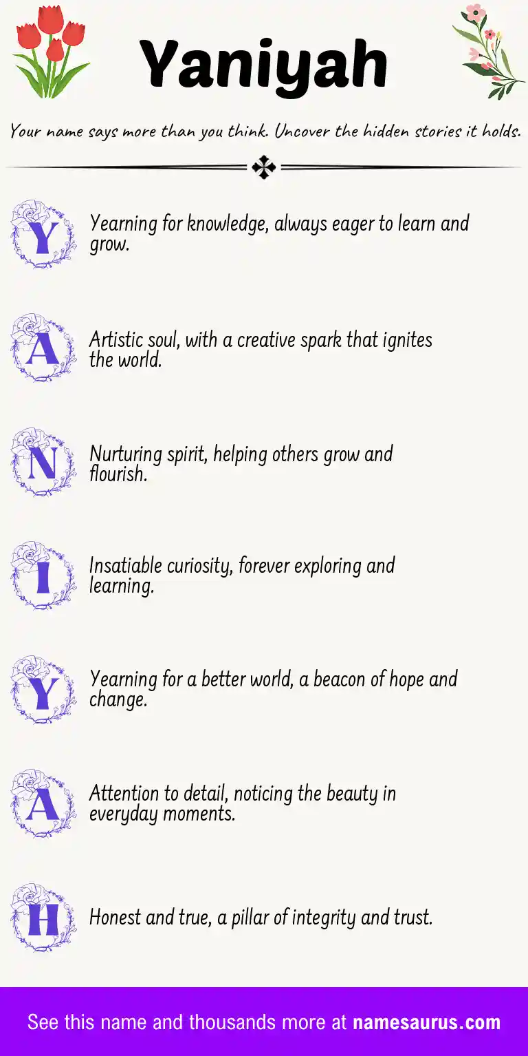 Acrostic poem about Yaniyah.