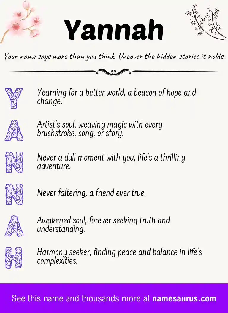 Acrostic poem about Yannah.
