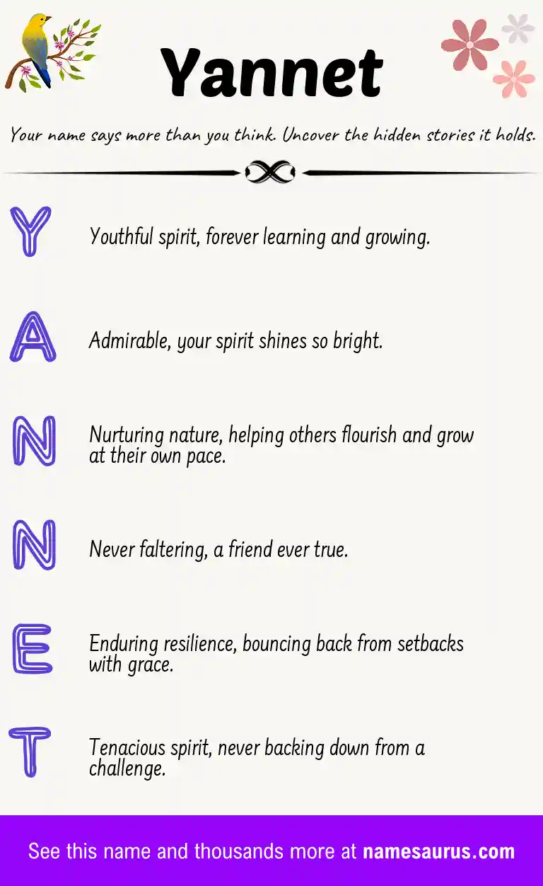 Acrostic poem about Yannet.