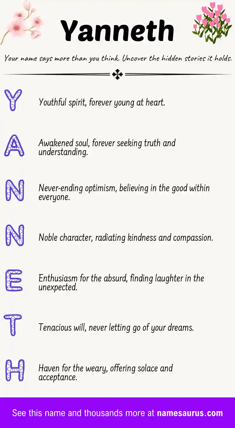 Acrostic poem about Yanneth.